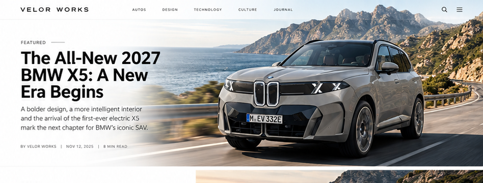 All-new 2027 BMW X5 front three-quarter exterior feature image