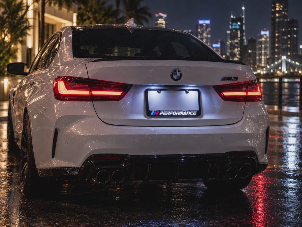 Velor Works illuminated PERFORMANCE license plate frame demonstration video